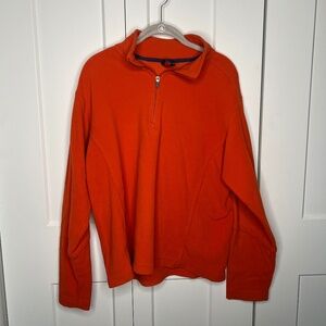 Lands' End Orange 1/4 Zip Fleece Sweater Men’s Size Medium